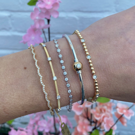 14k Gold + Diamond Flat Cable Bracelet