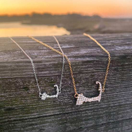 Petite Diamond Cape Cod Map Necklace