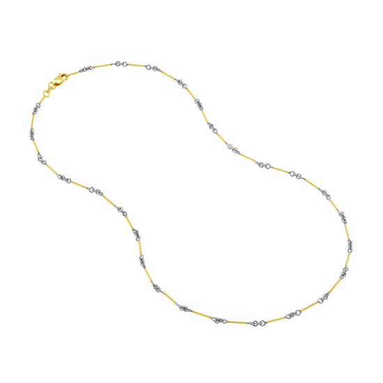 14k Two Tone Twisted Bar Chain