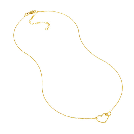 14k Gold Linked Hearts Necklace