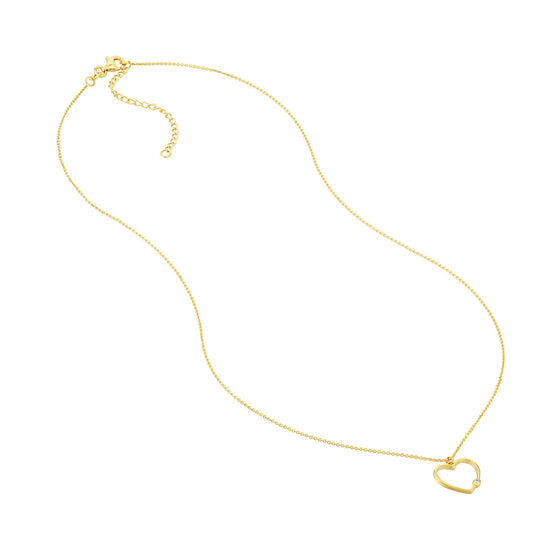 14k Gold Open Heart with Diamond