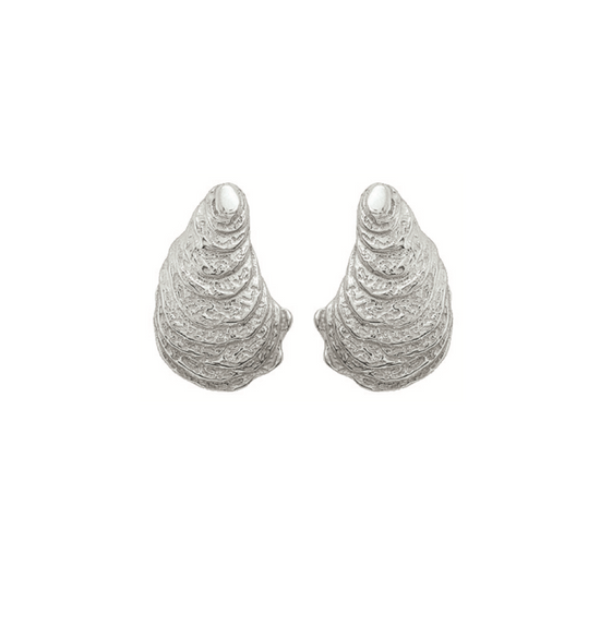 Sterling Silver Oyster Shell Stud Earrings