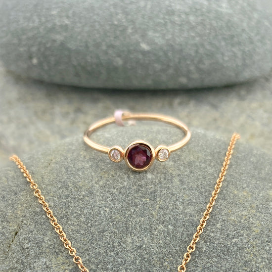 Ruby + Diamond Rose Gold Band | By Meira T
