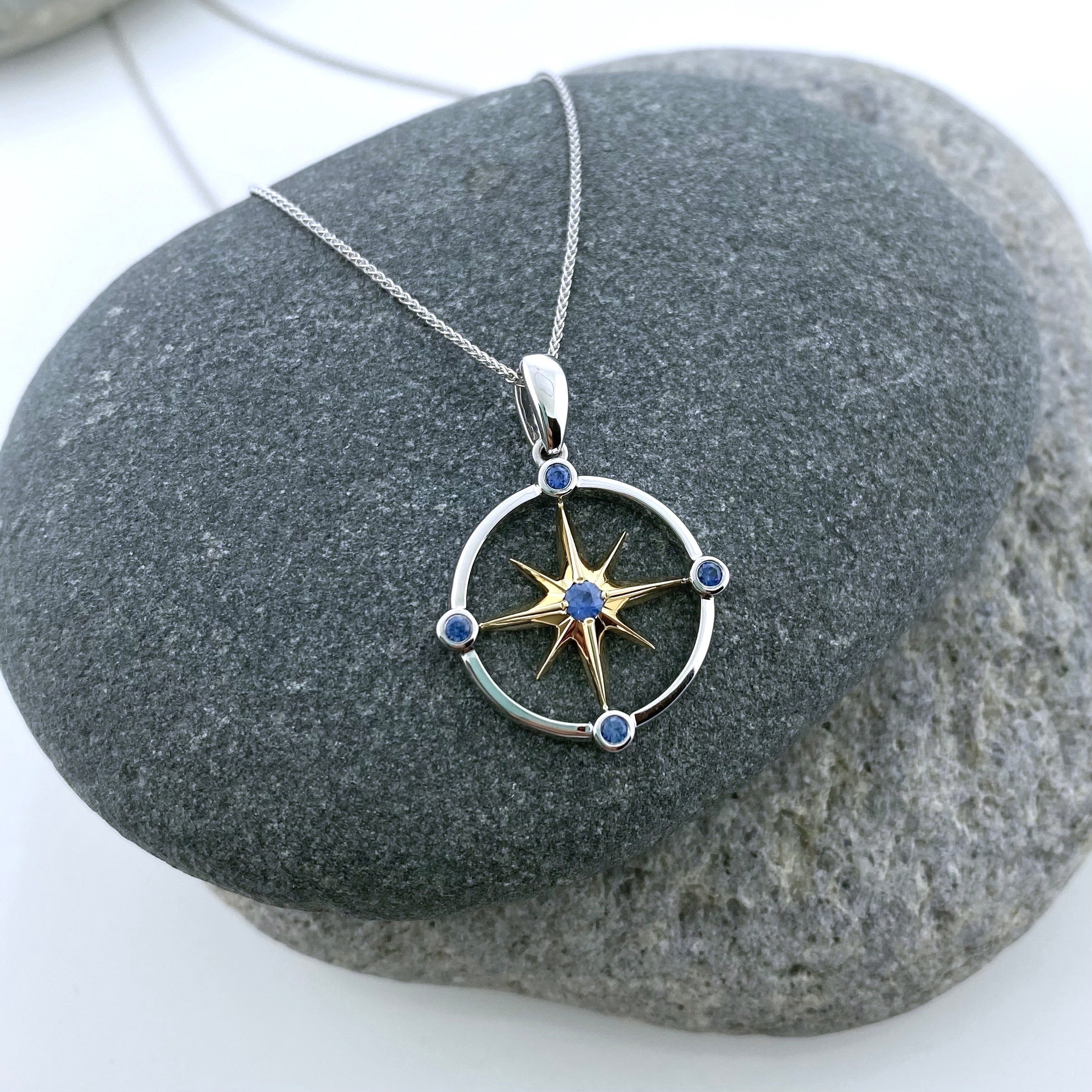 Two Tone Sapphire Compass Pendant – Cape Cod Jewelers