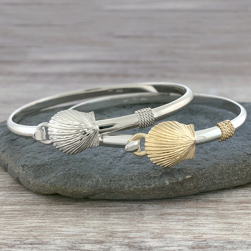 Scallop Shell Bracelet All Sterling Silver / 8
