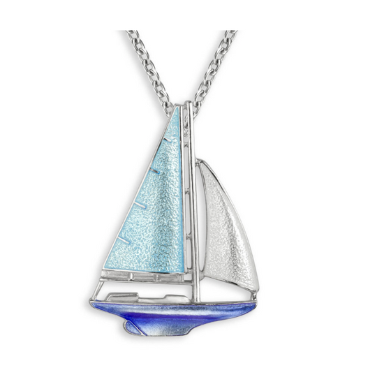 Light Blue Enamel Sailboat Necklace
