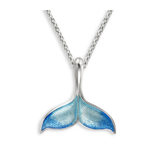 Blue Enamel Whale Tail Necklace
