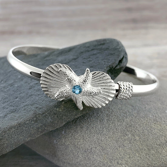 Sea Shells + Starfish Bracelet with Blue Topaz