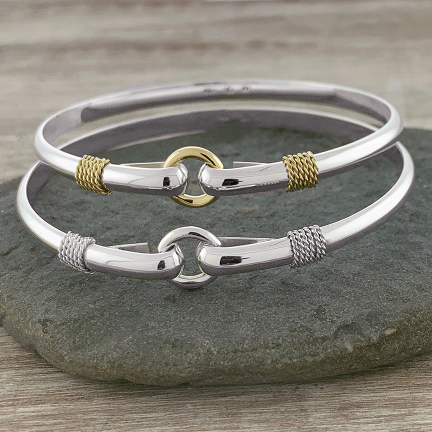 Hook Bracelet, Silver, Gold, Enamel, Peridot, handmade