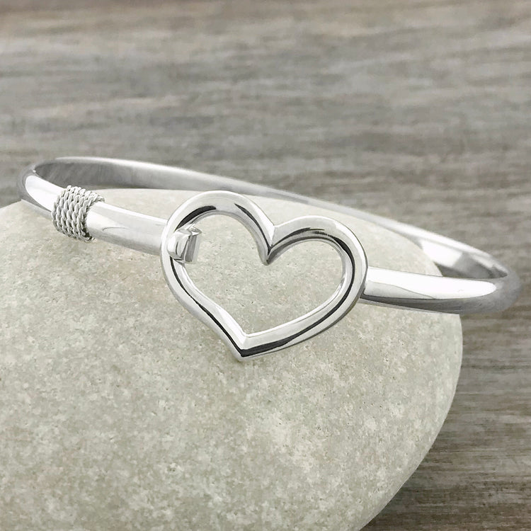 Silver Heart Hook Bracelet