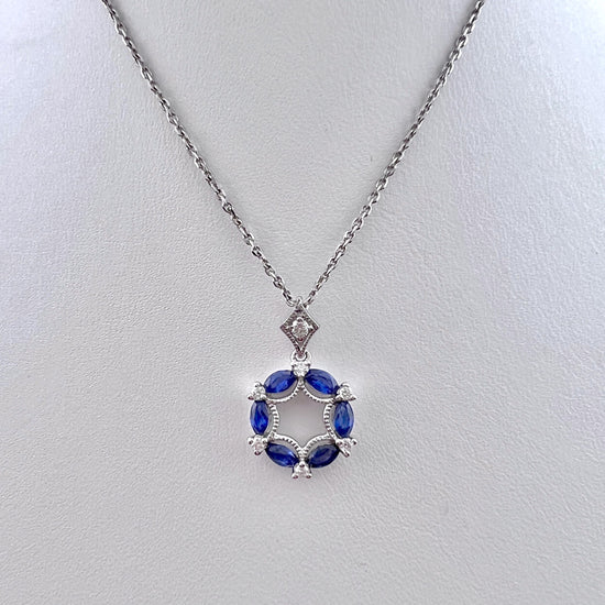 Vintage Inspired Marquise Sapphire Necklace
