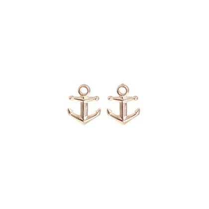 14k Gold Petite Anchor Stud Earrings