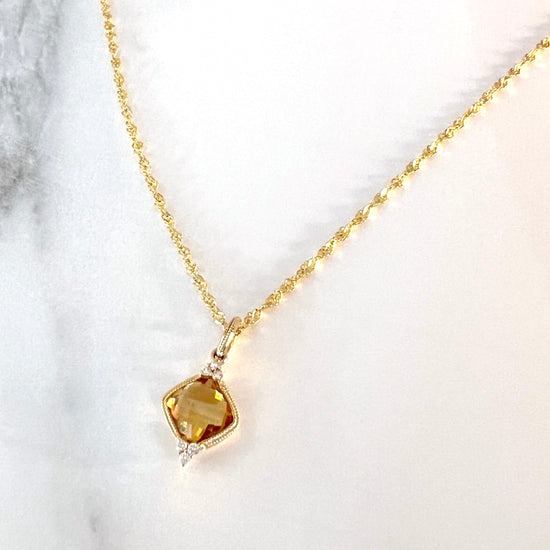 Citrine and Diamond Accent Necklace
