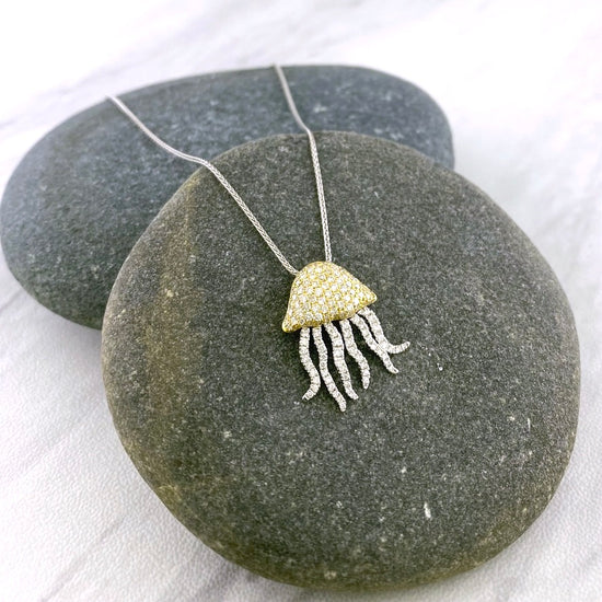 Two Tone Diamond Jellyfish Necklace