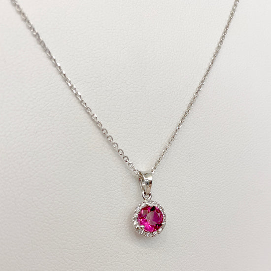 Pink Tourmaline + Diamond Necklace