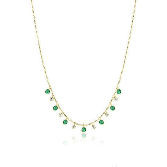 14k Gold Emerald and Diamond Necklace | By Meira T