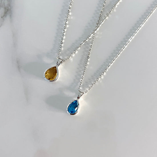 Sterling Silver Teardrop Citrine Necklace
