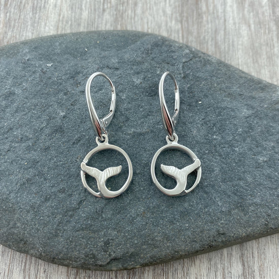 Encircled Whale Tail Drop Earrings