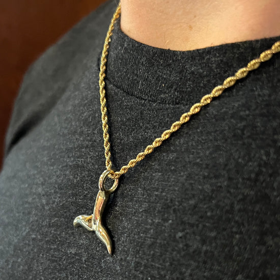 14k Gold Whale Tail Necklace