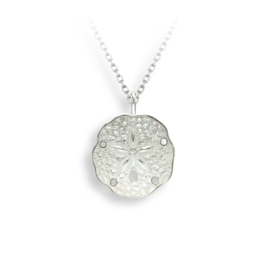 Sand Dollar Enamel + White Sapphire Necklace