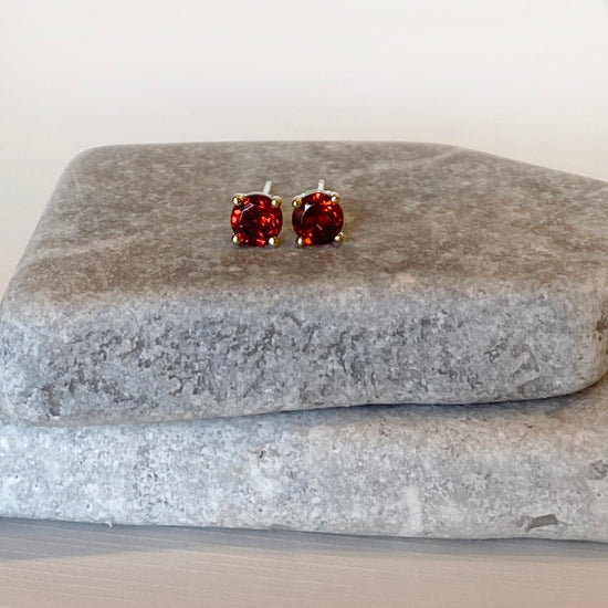 14k Gold + Garnet Stud Earrings