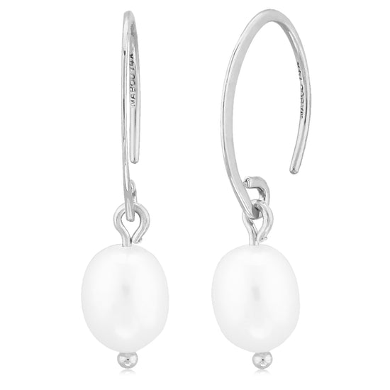 14k Gold + Pearl Mini Swoop Drop Earrings