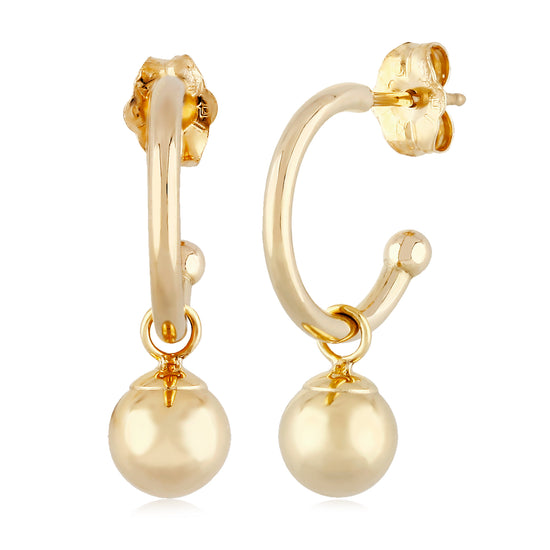 14k Gold Petite Hoops with Ball