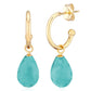 14K Turquoise Petite Hoop Drops