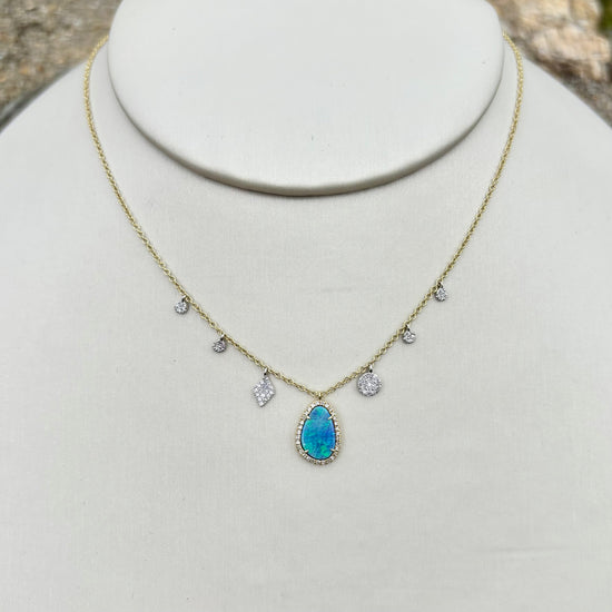 Australian Opal Pave Diamond Charm Necklace | BY MEIRA T