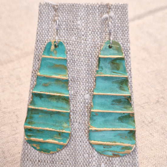 Ocean Treasure Patina Long Teardrop Earrings