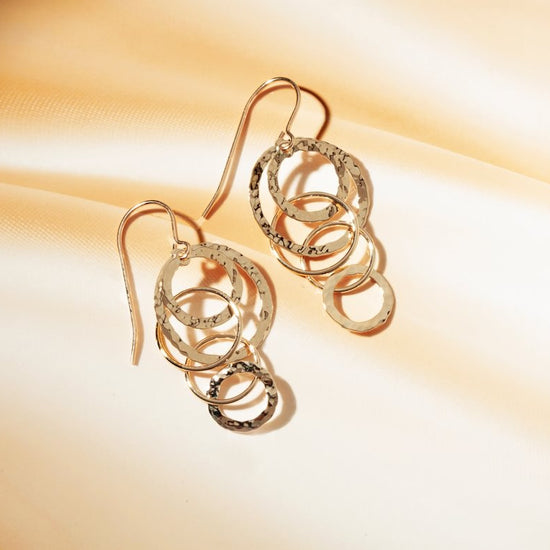 14K Cascading Circles Earring