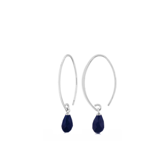 Sterling Silver + Sapphire Swoop Drop Earring