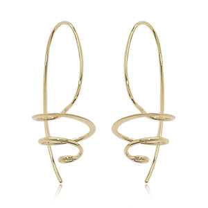 14k Gold Spiral Wire Drop Earrings