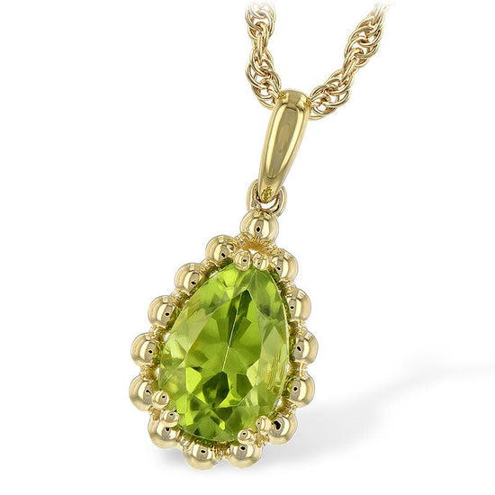 14K Gold Beaded Peridot Necklace