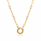 14K Gold Charm Holder Paper Clip Necklace