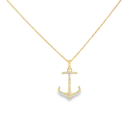 14K Diamond Anchor Necklace