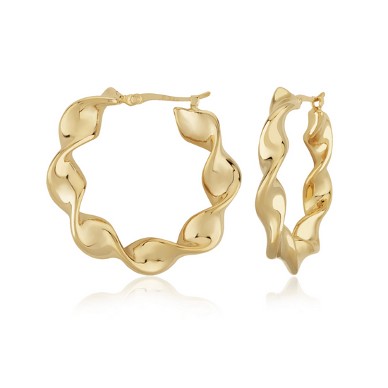 14K Ribbon Twist Hoops