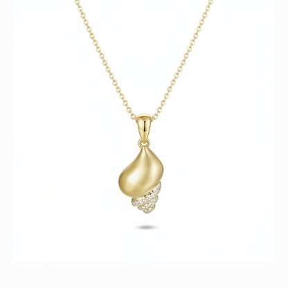 14K Gold Whelk Shell Necklace