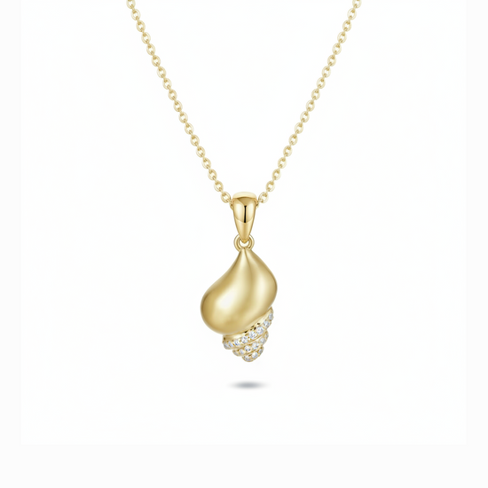 14K Gold Whelk Shell Necklace