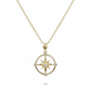 14K Gold + Diamond Sunburst Compass Pendant
