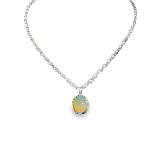 Sterling Silver Opal Cabochon Necklace