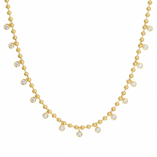 Beaded Diamond Drops Necklace