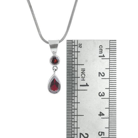 Sterling Silver + Garnet Drop Necklace