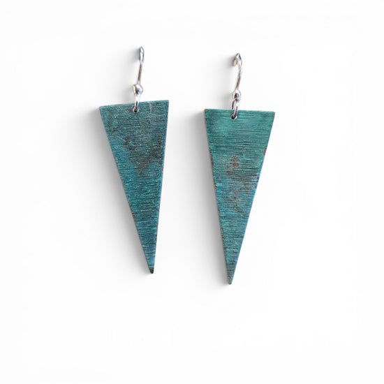Ocean Treasure Patina Sleek Triangle Drop Earrings