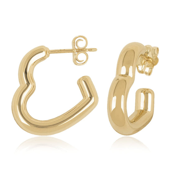 14k Gold Open Heart Hoops