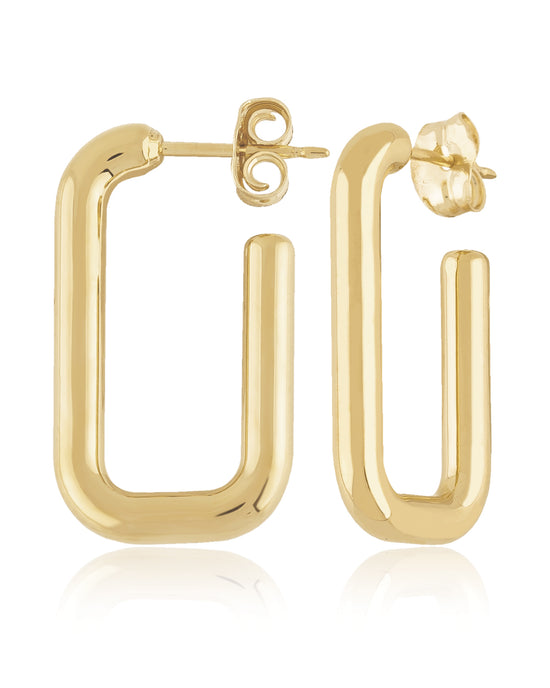 14k Gold Puffed Link Hoops