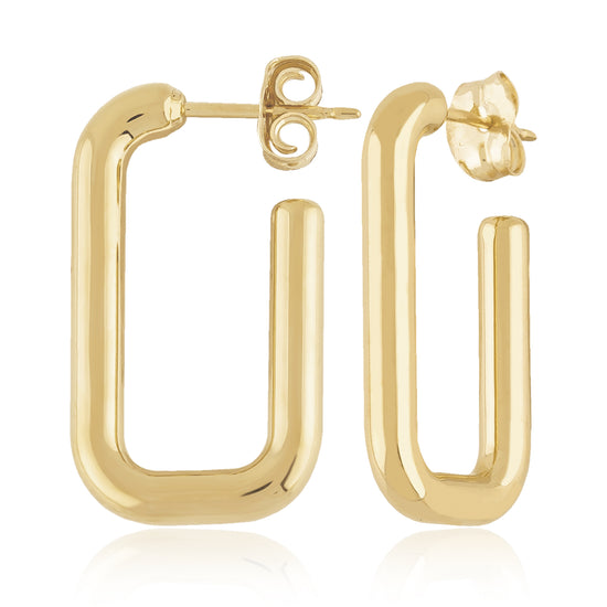 14k Gold Puffed Link Hoops