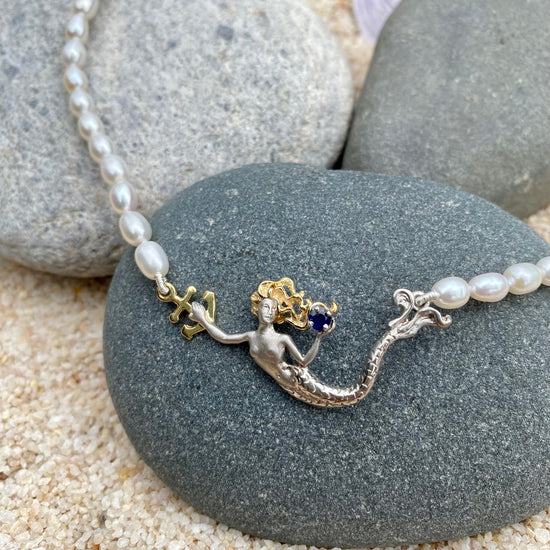 Sapphire + Pearl Mermaid Necklace