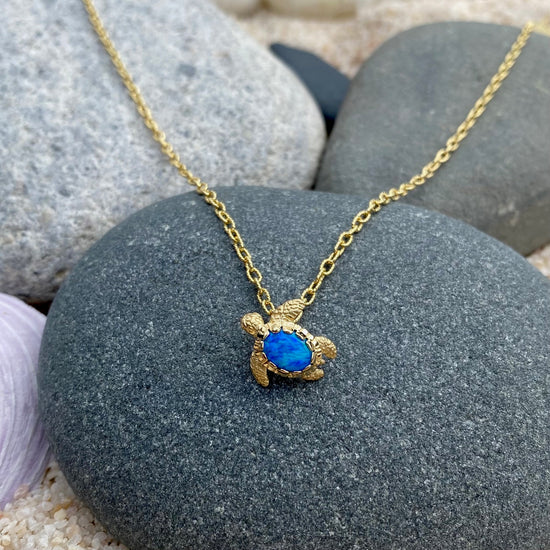 14k Gold + Opal Turtle Necklace