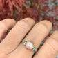 14K Rainbow Moonstone, Sapphire, Blue Zircon, + Diamond Ring